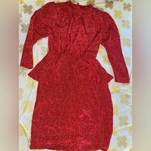 Red Polka Dot Long Sleeve Dress